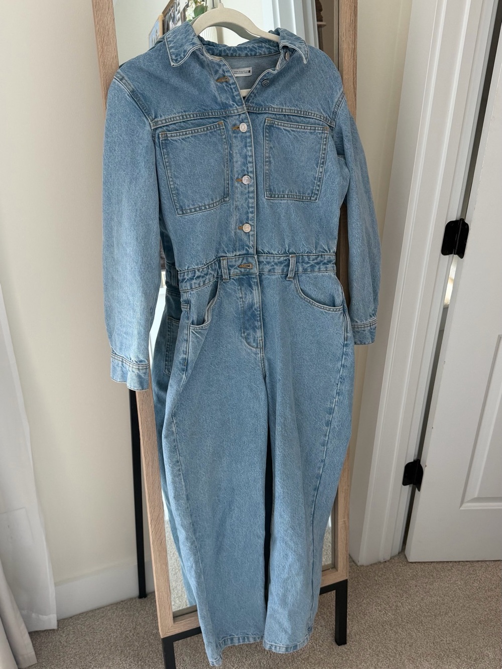 Zara Light Blue Denim Overalls Jumpsuit